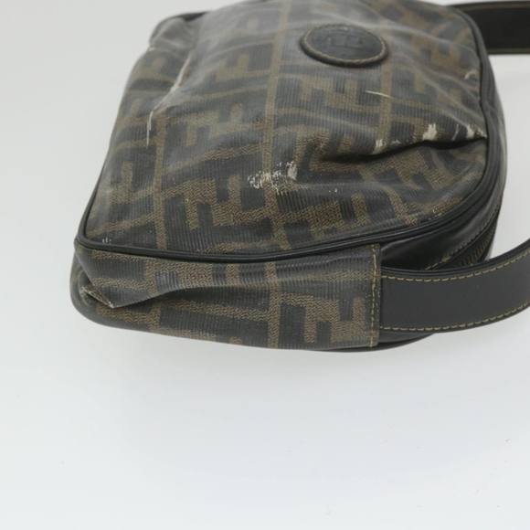 FENDI Zucca Canvas Shoulder Bag Coated Canvas Brown Auth bs9073 - Picture 4 of 16